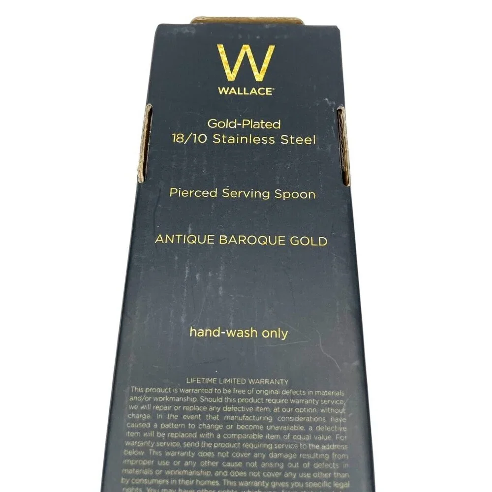 Wallace Antique Baroque Gold Pierced Serving Spoon Gold Plated NIB